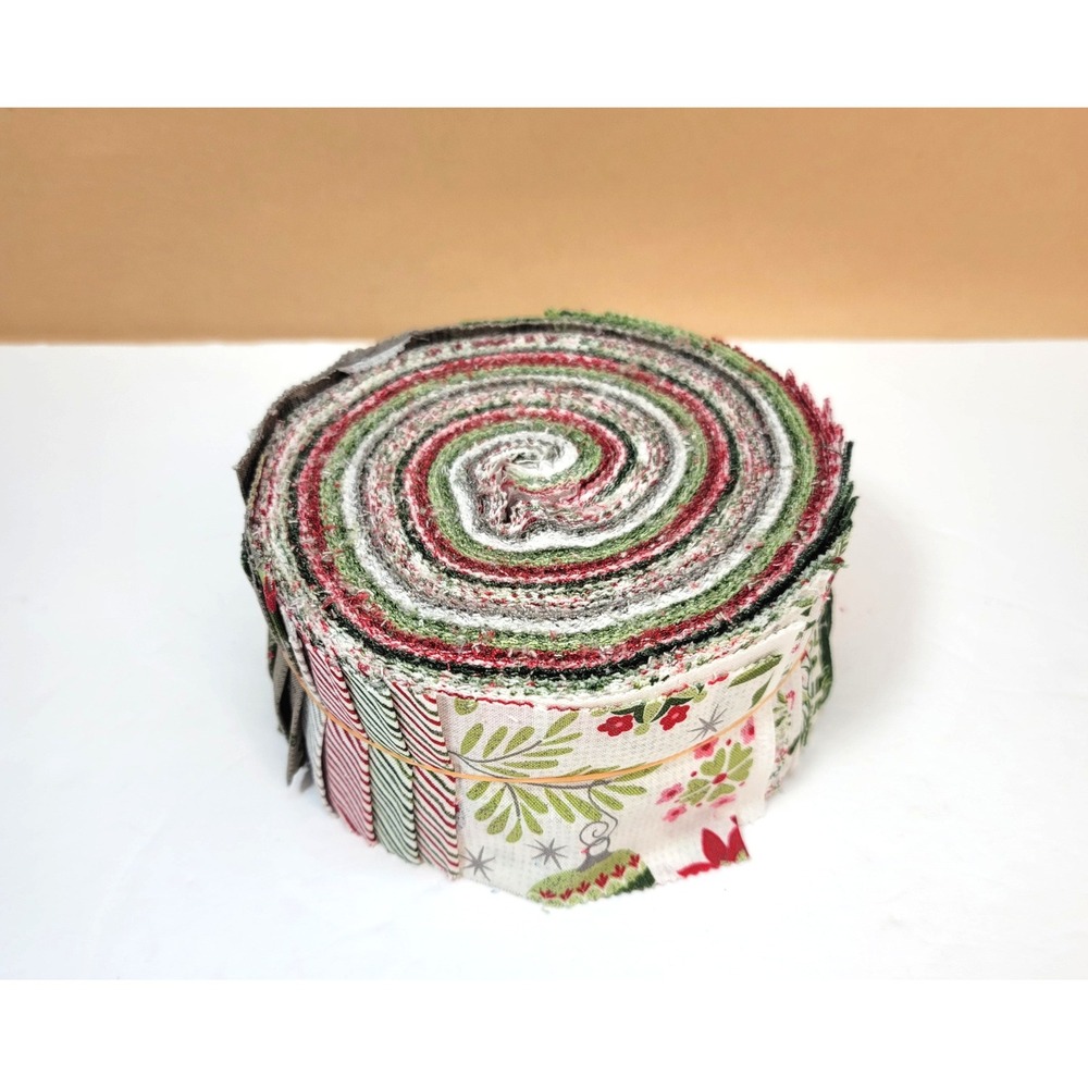Moda Naughty or Nice Jelly Roll BasicGrey Christmas Fabric Strips Red Green Grey